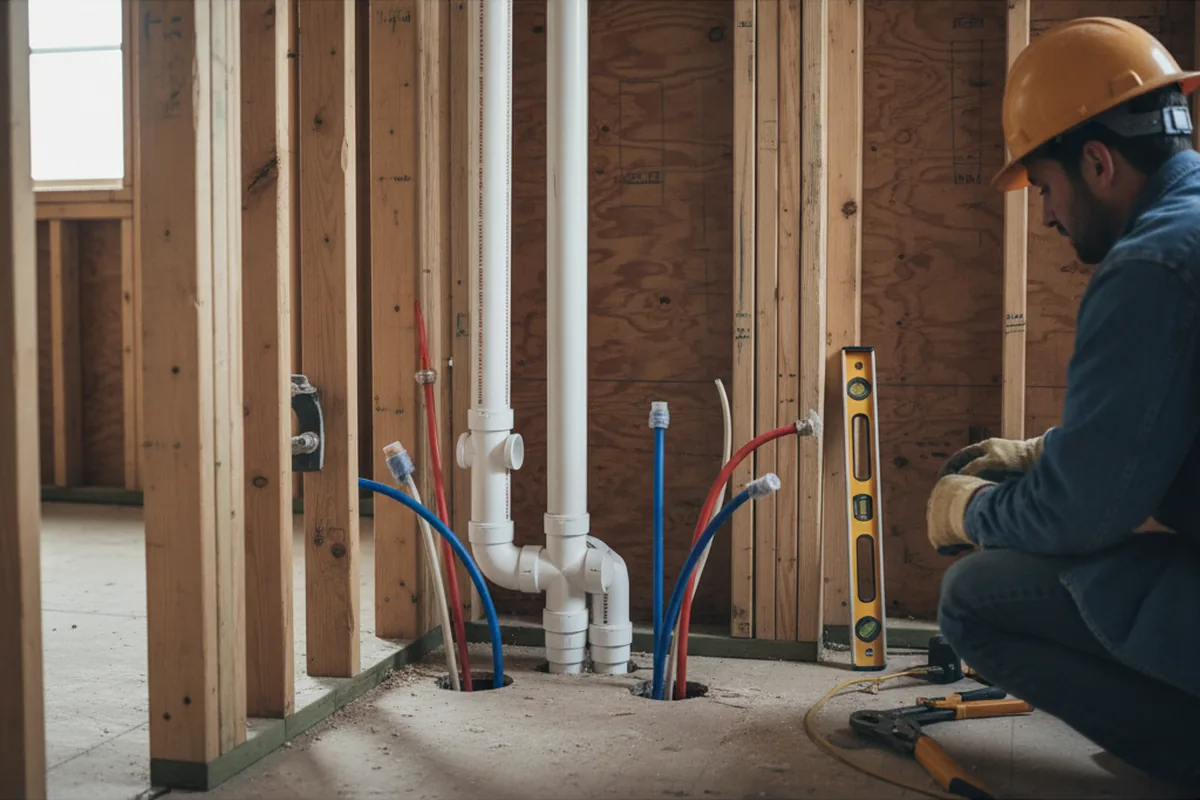 Drain and supply rough-in during Drain Cleaning in Lenapah