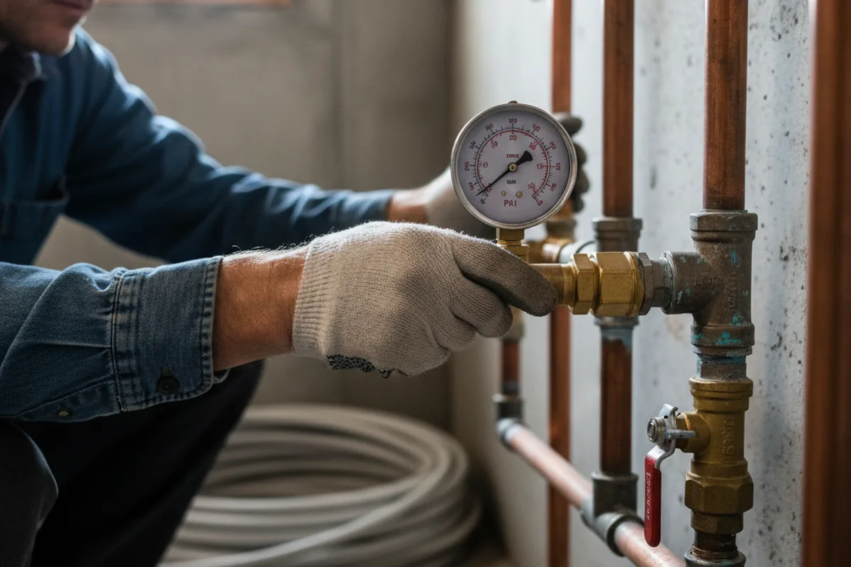 Pressure testing a repaired line during Water Line Repair in Lenapah